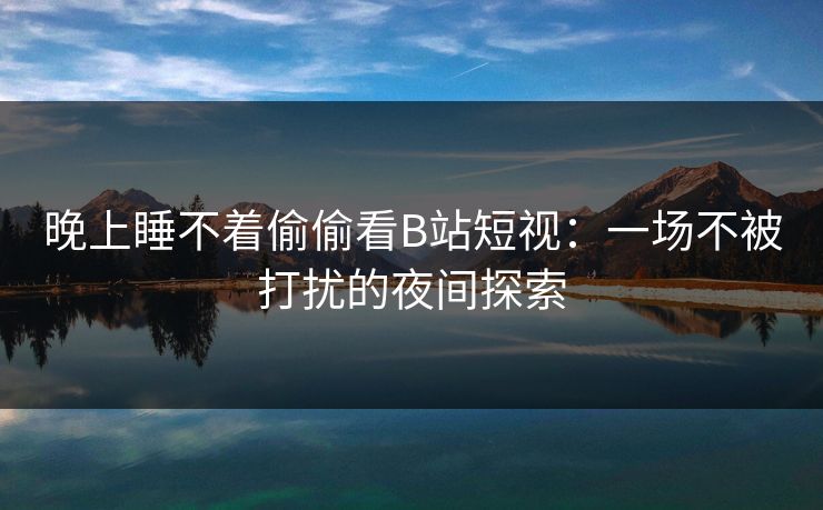 晚上睡不着偷偷看B站短视：一场不被打扰的夜间探索