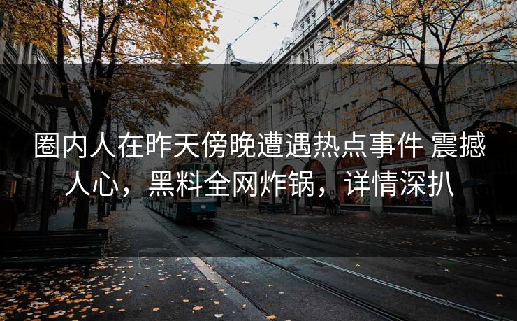 圈内人在昨天傍晚遭遇热点事件 震撼人心，黑料全网炸锅，详情深扒