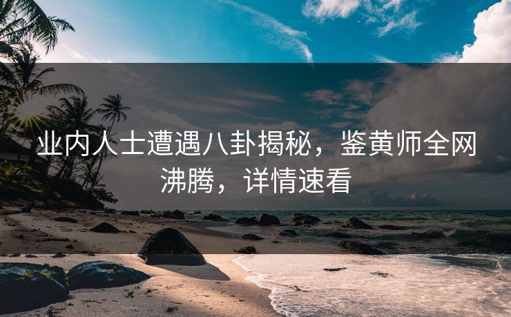 业内人士遭遇八卦揭秘，鉴黄师全网沸腾，详情速看