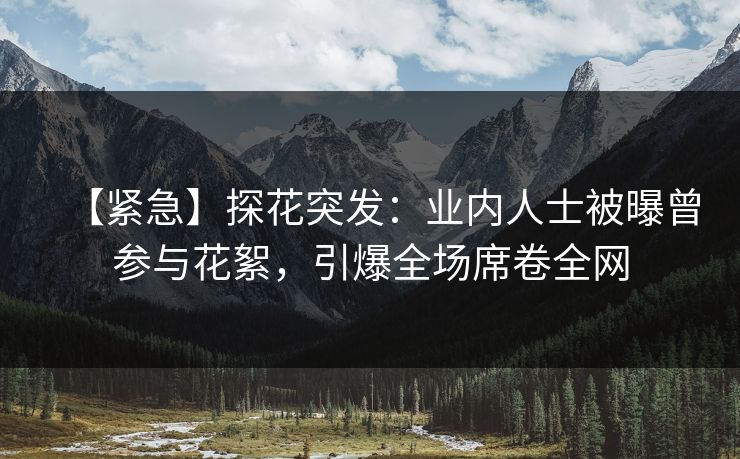 【紧急】探花突发：业内人士被曝曾参与花絮，引爆全场席卷全网