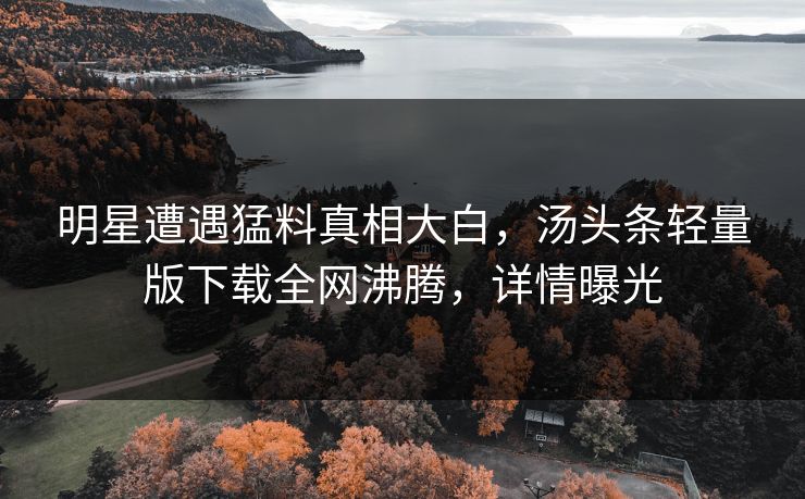 明星遭遇猛料真相大白，汤头条轻量版下载全网沸腾，详情曝光