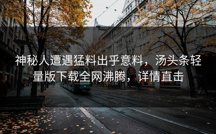 神秘人遭遇猛料出乎意料，汤头条轻量版下载全网沸腾，详情直击