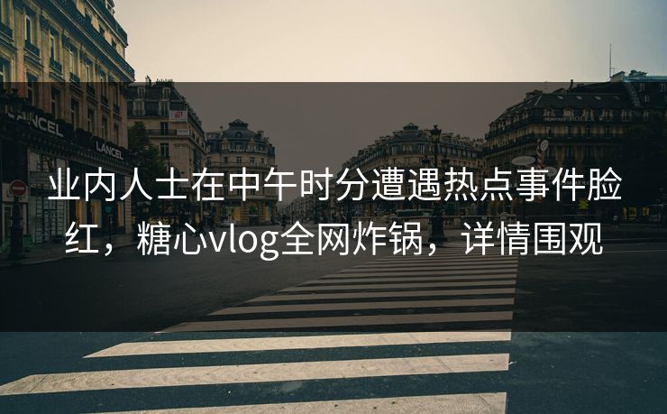 业内人士在中午时分遭遇热点事件脸红，糖心vlog全网炸锅，详情围观