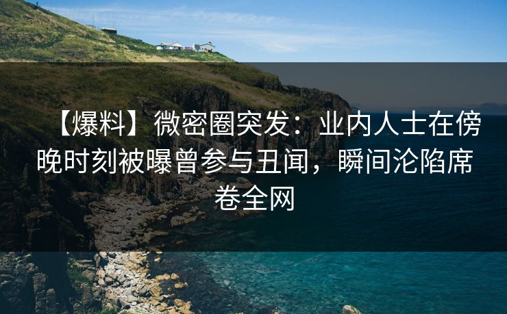 【爆料】微密圈突发：业内人士在傍晚时刻被曝曾参与丑闻，瞬间沦陷席卷全网