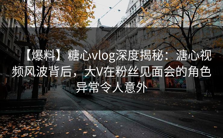 【爆料】糖心vlog深度揭秘：溏心视频风波背后，大V在粉丝见面会的角色异常令人意外