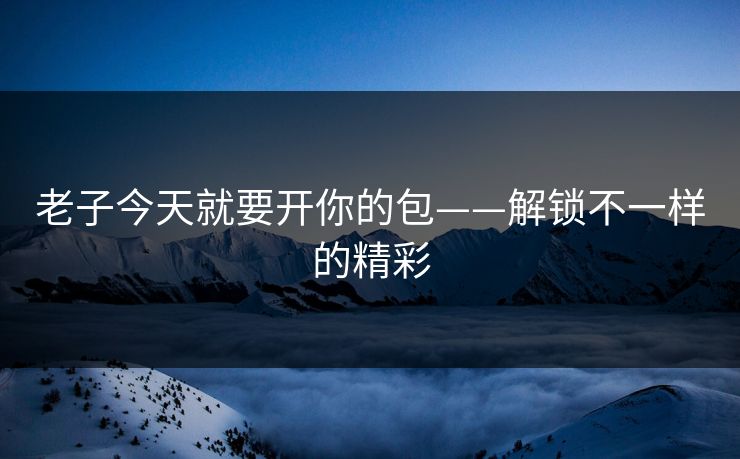 老子今天就要开你的包——解锁不一样的精彩