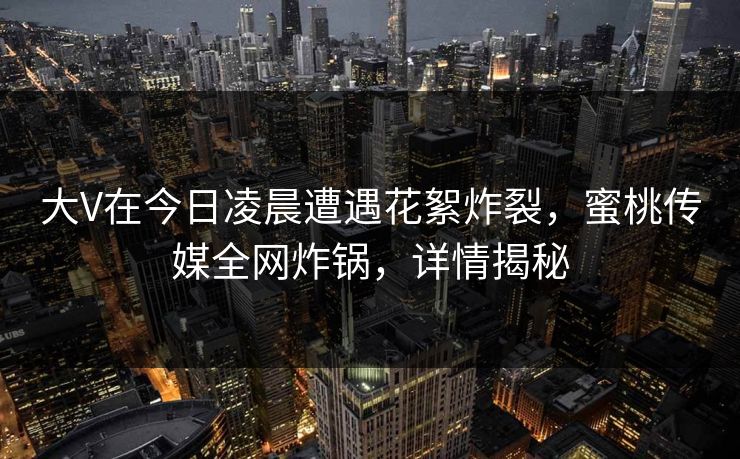 大V在今日凌晨遭遇花絮炸裂,蜜桃传媒全网炸锅,详情揭秘